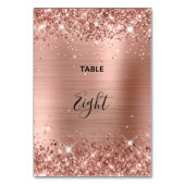 Glittery Rose Gold Foil Wedding Tischnummer (Rückseite)