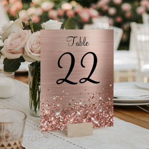 Glittery Rose Gold Foil Wedding Tischnummer