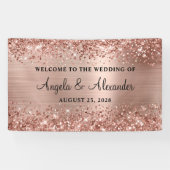 Glittery Rose Gold Foil Wedding Willkommen Banner (Horizontal)