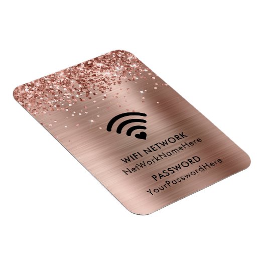 Glittery Rose Gold Foil WiFi Netzwerk und Kennwort Magnet (Rechte Seite)