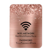 Glittery Rose Gold Foil WiFi Netzwerk und Kennwort Magnet (Vertikal)