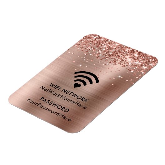 Glittery Rose Gold Foil WiFi Netzwerk und Kennwort Magnet (Linke Seite)