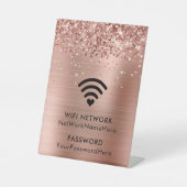 Glittery Rose Gold Foil WiFi Netzwerk und Kennwort Sockelschild (Vorderseite)