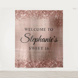 Glittery Rose Gold Foil Willkommen im Sweet 16 Wandteppich