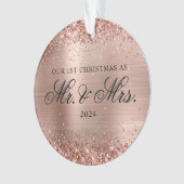 Glittery Rose Gold Fossil Unser erstes Foto Ornament (Vorderseite)