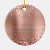 Glittery Rose Gold Fossil Unser erstes Weihnachtsf Keramik Ornament (Hinten)