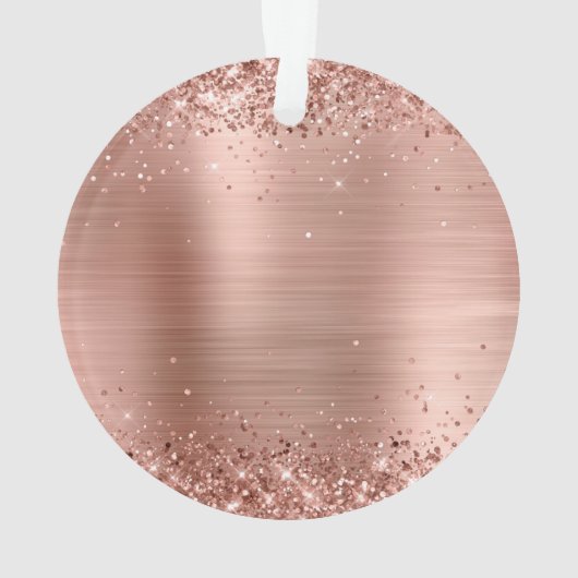 Glittery Rose Gold Fossil Unser erstes Weihnachtsf Ornament (Rückseite)
