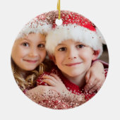 Glittery Rose Gold Frohe Weihnachtsfamilie Foto Keramik Ornament (Hinten)