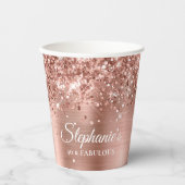 Glittery Rose Gold Glam 40 & Fabulous Pappbecher (Vorderseite)