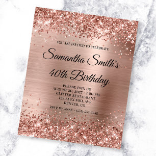 Glittery Rose Gold Glam 40. Geburtstag Einladung F Flyer