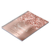 Glittery Rose Gold Glam 75. Geburtstag Gästebuch Notizblock (Linke Seite)
