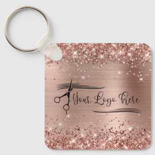 Glittery Rose Gold Glam für Ihr Logo Schlüsselanhänger