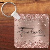 Glittery Rose Gold Glam für Ihr Logo Schlüsselanhänger (Vorderseite)