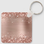 Glittery Rose Gold Glam für Ihr Logo Schlüsselanhänger (Rückseite)