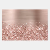 Glittery Rose Gold Glam Geschenkpapier Set (Vorderseite 2)