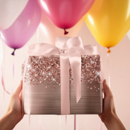 Glittery Rose Gold Glam Geschenkpapier Set