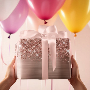 Glittery Rose Gold Glam Geschenkpapier Set