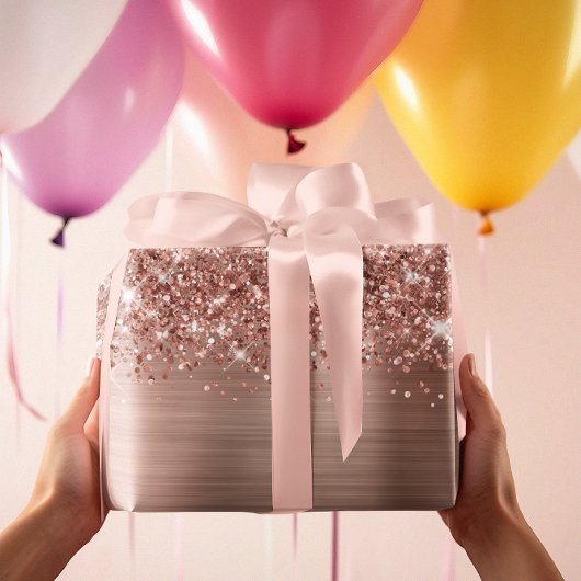 Glittery Rose Gold Glam Geschenkpapier Set