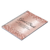 Glittery Rose Gold Glam Gradient Abschluss Guest Notizblock (Linke Seite)