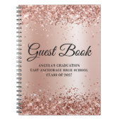 Glittery Rose Gold Glam Gradient Abschluss Guest Notizblock (Vorderseite)