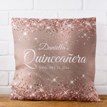 Glittery Rose Gold Glam Gradient Quinceañera 15