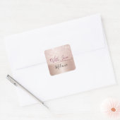 Glittery Rose Gold Glam Metallic Name Quadratischer Aufkleber (Umschlag)