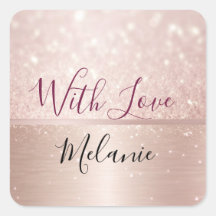 Glittery Rose Gold Glam Metallic Name