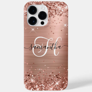 Glittery Rose Gold Glam Mit Monogramm Case-Mate iPhone 14 Pro Max Hülle