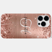 Glittery Rose Gold Glam Mit Monogramm Case-Mate iPhone Hülle (Rückseite (Horizontal))