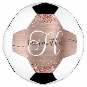 Glittery Rose Gold Glam Mit Monogramm Fußball