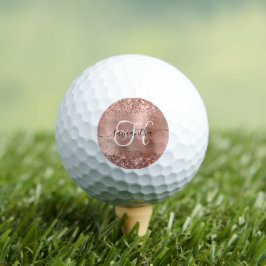 Glittery Rose Gold Glam Mit Monogramm Golfball