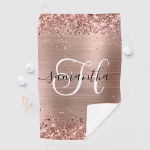 Glittery Rose Gold Glam Mit Monogramm Golfhandtuch