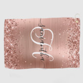 Glittery Rose Gold Glam Mit Monogramm Golfhandtuch