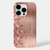 Glittery Rose Gold Glam Moderne Girly Signature Case-Mate iPhone Hülle (Rückseite)