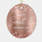 Glittery Rose Gold Glam Moderne Süße 16 Foto Keramik Ornament (Links)