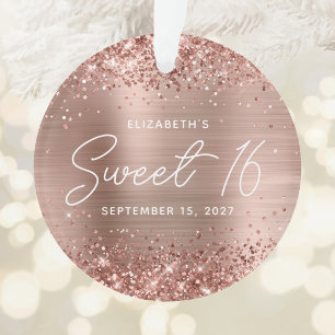 Glittery Rose Gold Glam Moderne Süße 16 Foto Ornament