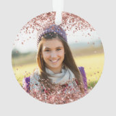 Glittery Rose Gold Glam Moderne Süße 16 Foto Ornament (Rückseite)