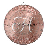 Glittery Rose Gold Glam Monogram Dartscheibe (vorne)