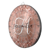 Glittery Rose Gold Glam Monogram Dartscheibe (Vorderseite rechts)