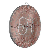Glittery Rose Gold Glam Monogram Dartscheibe (Vorderseite Links)