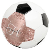 Glittery Rose Gold Glam Monogram Fußball (Dreiviertel)