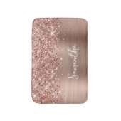 Glittery Rose Gold Glam Name Badematte (Vorderseite Vertikal)