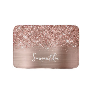 Glittery Rose Gold Glam Name Badematte