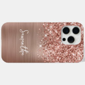 Glittery Rose Gold Glam Name Case-Mate iPhone Hülle (Rückseite (Horizontal))