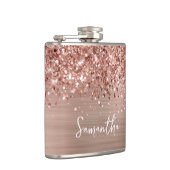 Glittery Rose Gold Glam Name Flachmann (Rechts)