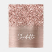 Glittery Rose Gold Glam Name Fleecedecke (Vorderseite)
