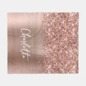 Glittery Rose Gold Glam Name Fleecedecke (Vorderseite (Horizontal))