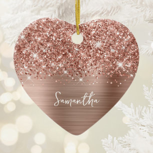 Glittery Rose Gold Glam Name Foto Keramik Ornament