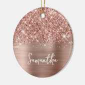 Glittery Rose Gold Glam Name Foto Keramik Ornament (Links)