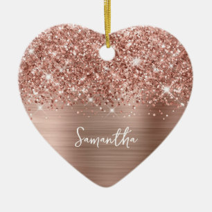 Glittery Rose Gold Glam Name Foto Keramik Ornament